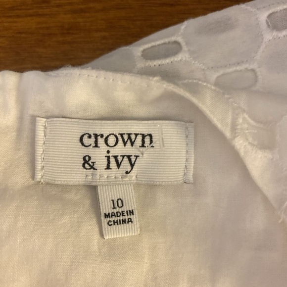 Crown & Ivy NWT Size 10 Solid White Sleeveless Knee-Length V-Neck A-Line Dress - Picture 3 of 4